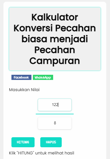 Kalkulator Pecahan Campuran – Ilmu