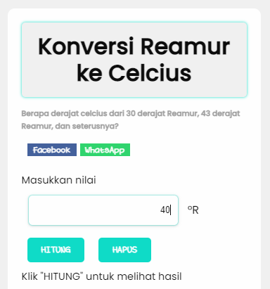 Reamur Ke Celcius Kalkulator Konversi